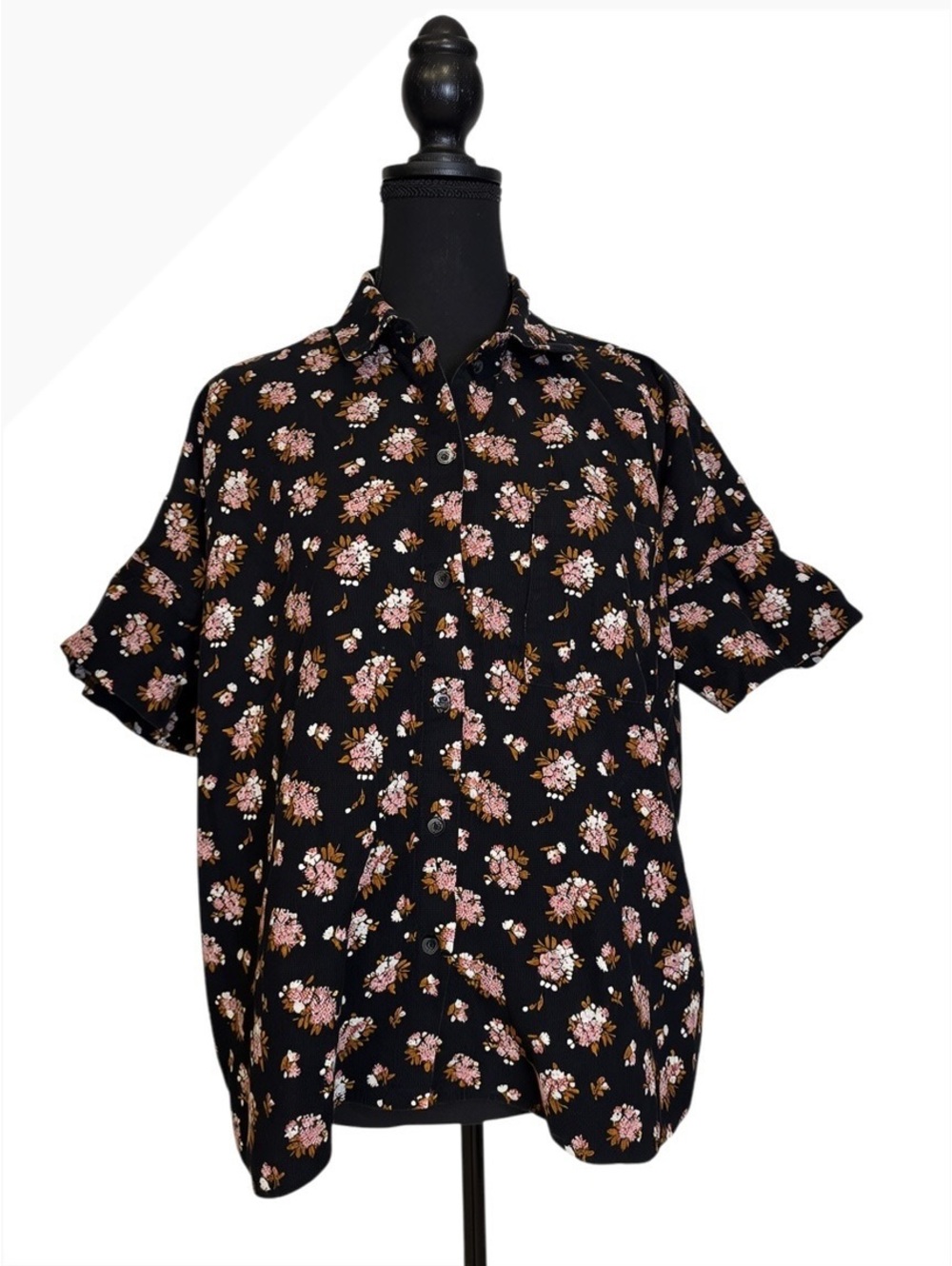 Madewell Medium Black Floral Button-Up Blouse